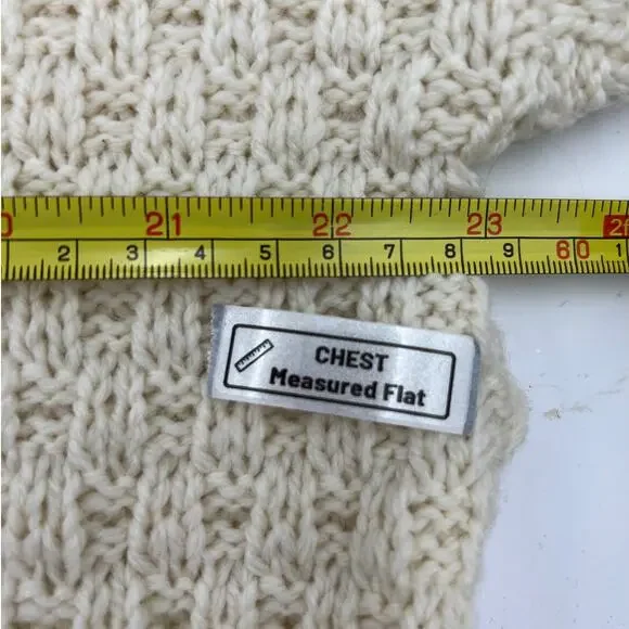 Carraig Donn Merino Wool Ivory Cable Knit Pullover Sweater Fisherman Unisex